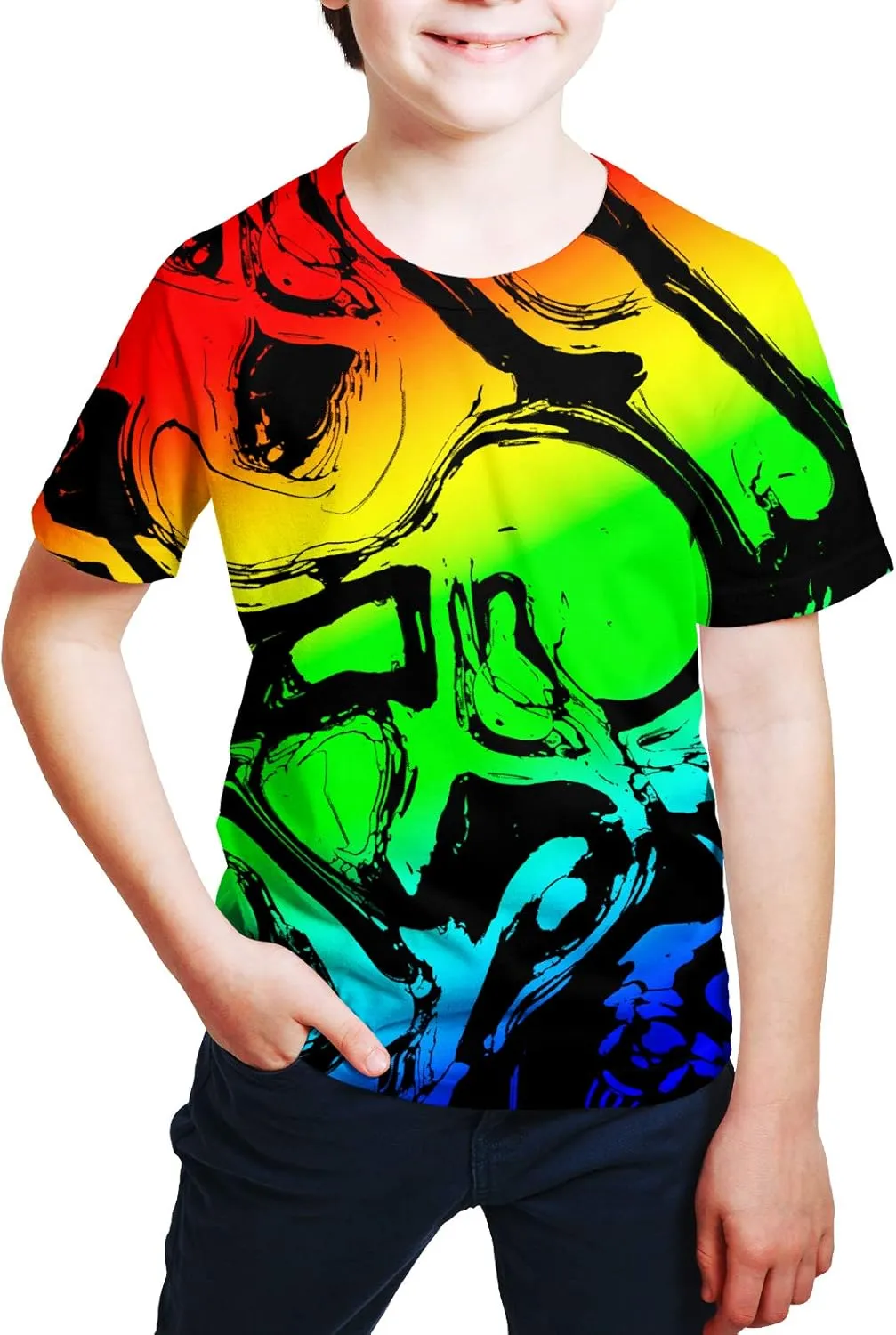 Boys Girls T Shirts 3D Printed Graphic Tees Shirts Crewneck Short Sleeve for Kids 6-16 Years