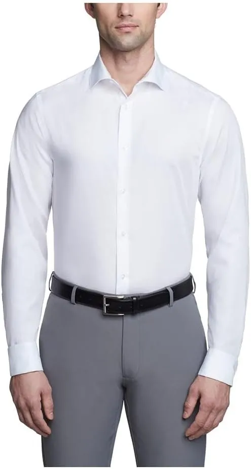 Calvin Klein Men's Non Iron Slim Fit French Cuff Dress Shirt, White, 18" Neck 34"-35" Sleeve