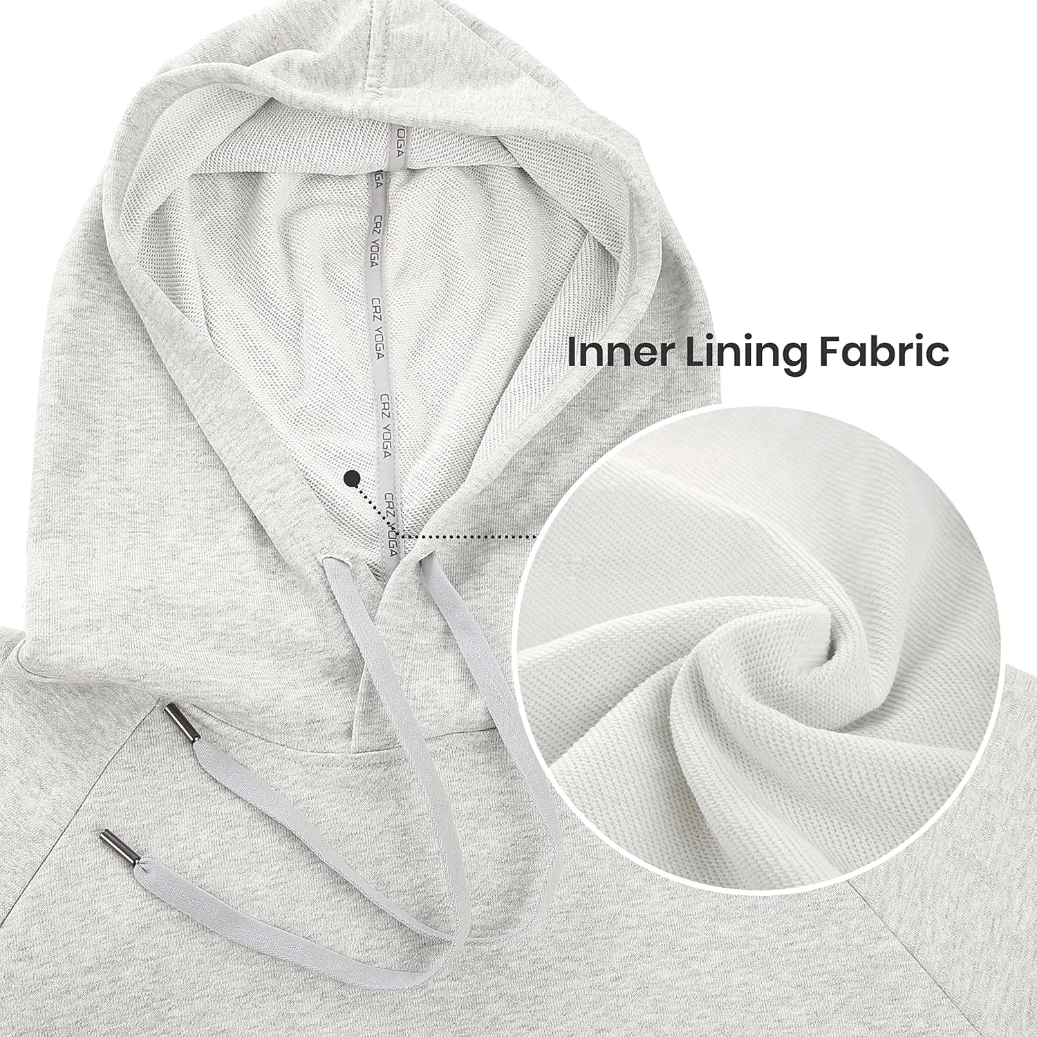 CRZ YOGA Women's Casual Cropped Hoodie Long Sleeves Drawstring Sweatshirts Cute Pullover Workout Crop Tops