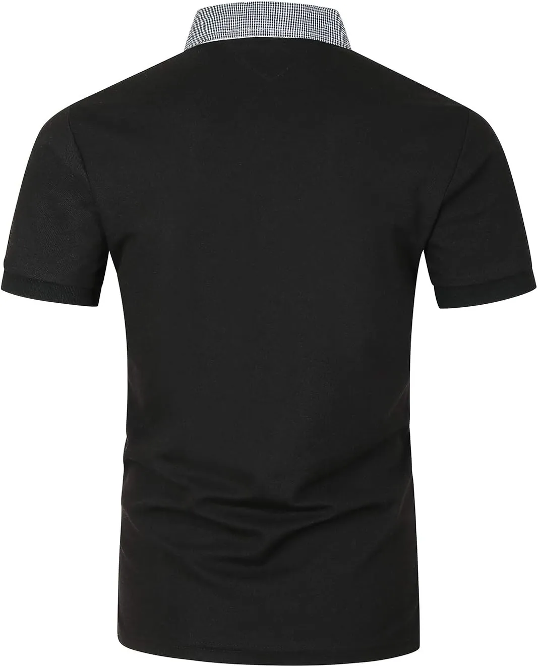 GHYUGR Men's Polo Shirts Short Sleeve Slim Fit Polo Casual Plaid Splice T-Shirts