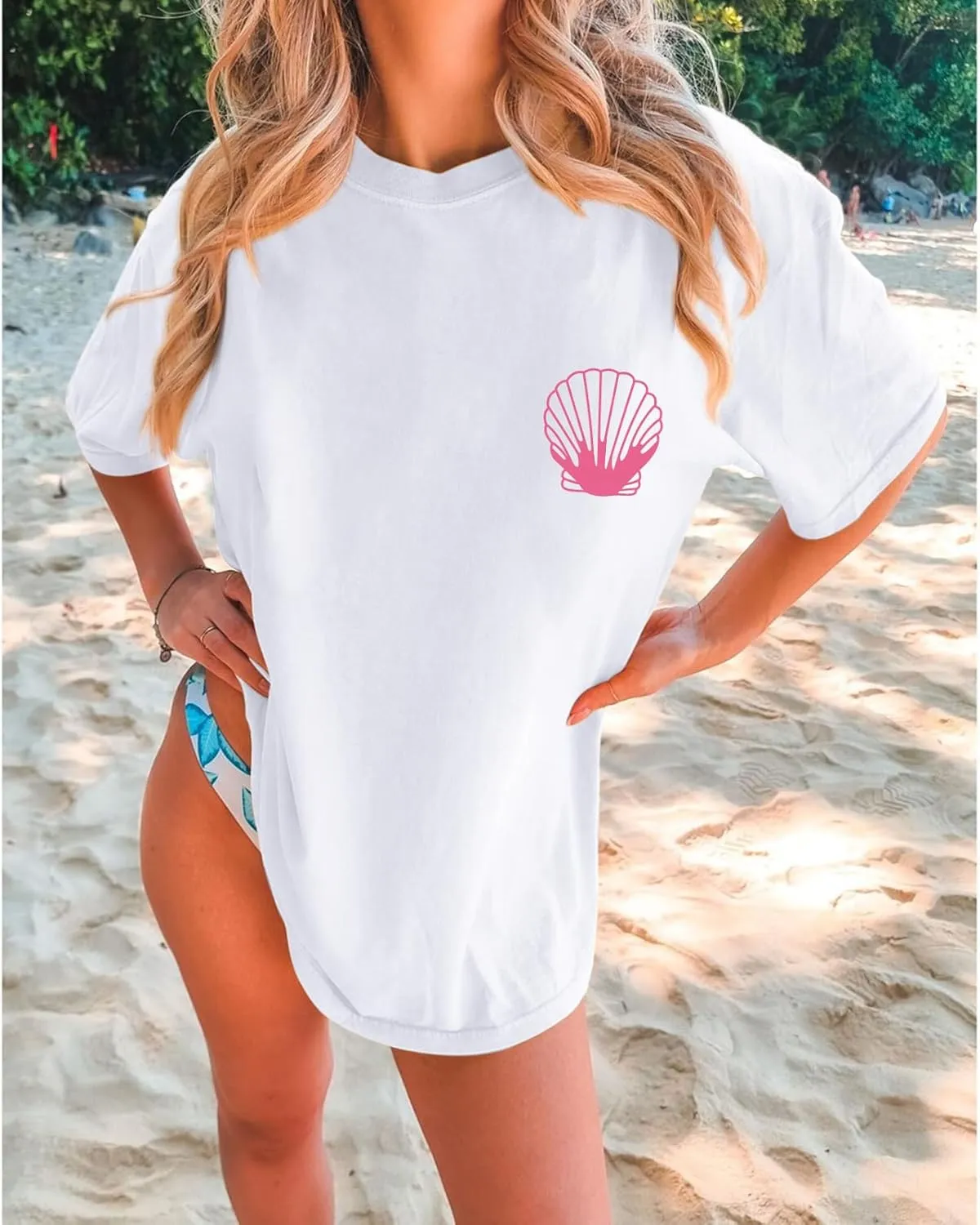 Hawaiian T Shirts for Women Oversized Aesthetic Hibiscus Flower Beach Shirt Teens Preppy Tropical Graphic Tee Tops