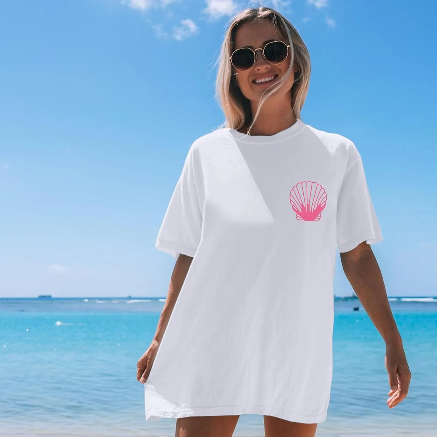 Hawaiian T Shirts for Women Oversized Aesthetic Hibiscus Flower Beach Shirt Teens Preppy Tropical Graphic Tee Tops