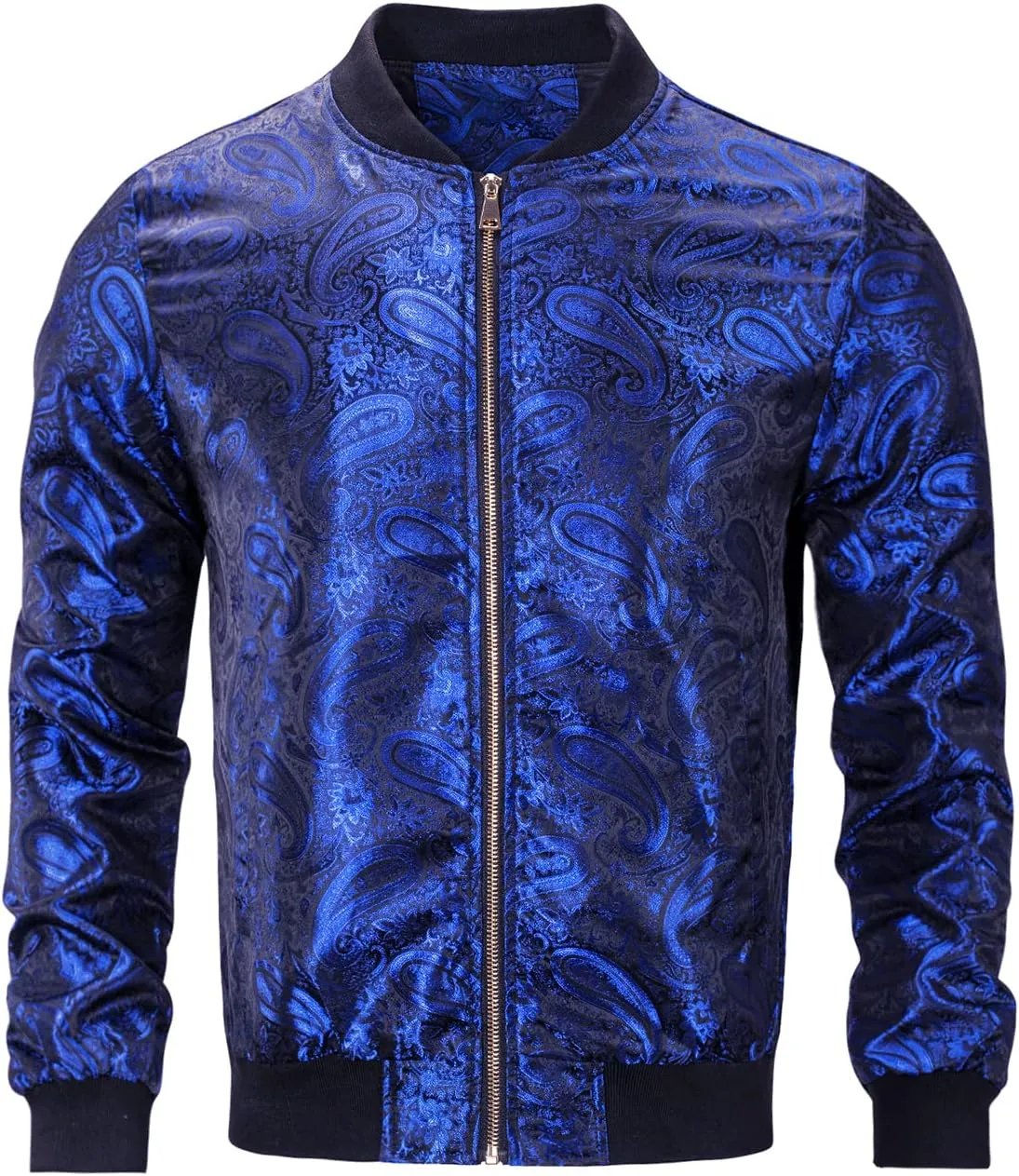 Hi-Tie Paisley Jackets for Men Lightweight Windbreaker Jacket Zipper Coat with Pockets