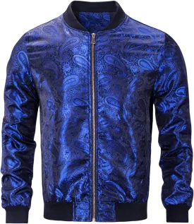 Hi-Tie Paisley Jackets for Men Lightweight Windbreaker Jacket Zipper Coat with Pockets
