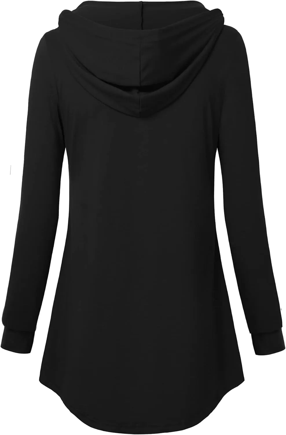 Lotusmile Women's Long Sleeve Hooded Tunic Tops Button Swing Pullover Hoodie Sweatshirts