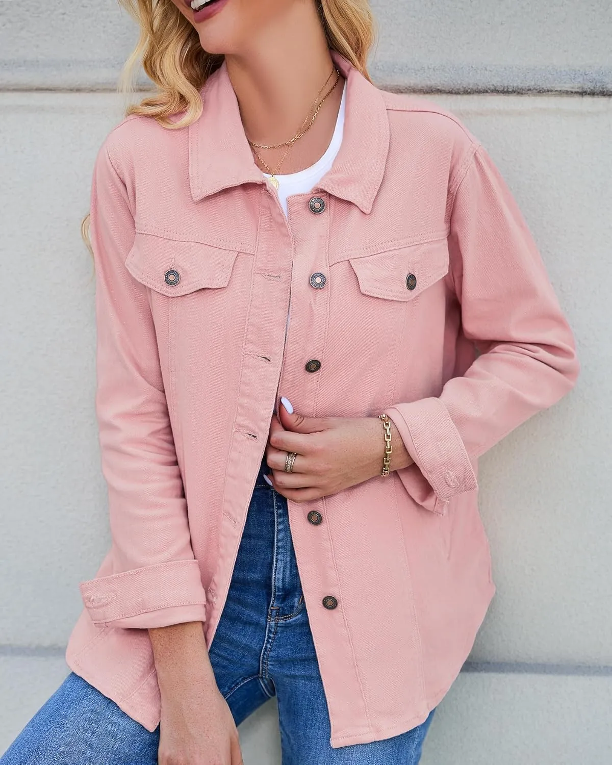 luvamia 2025 Jean Jackets for Women Fashion Denim Jacket Western Oversized Shacket Jacket Button Up with Pockets