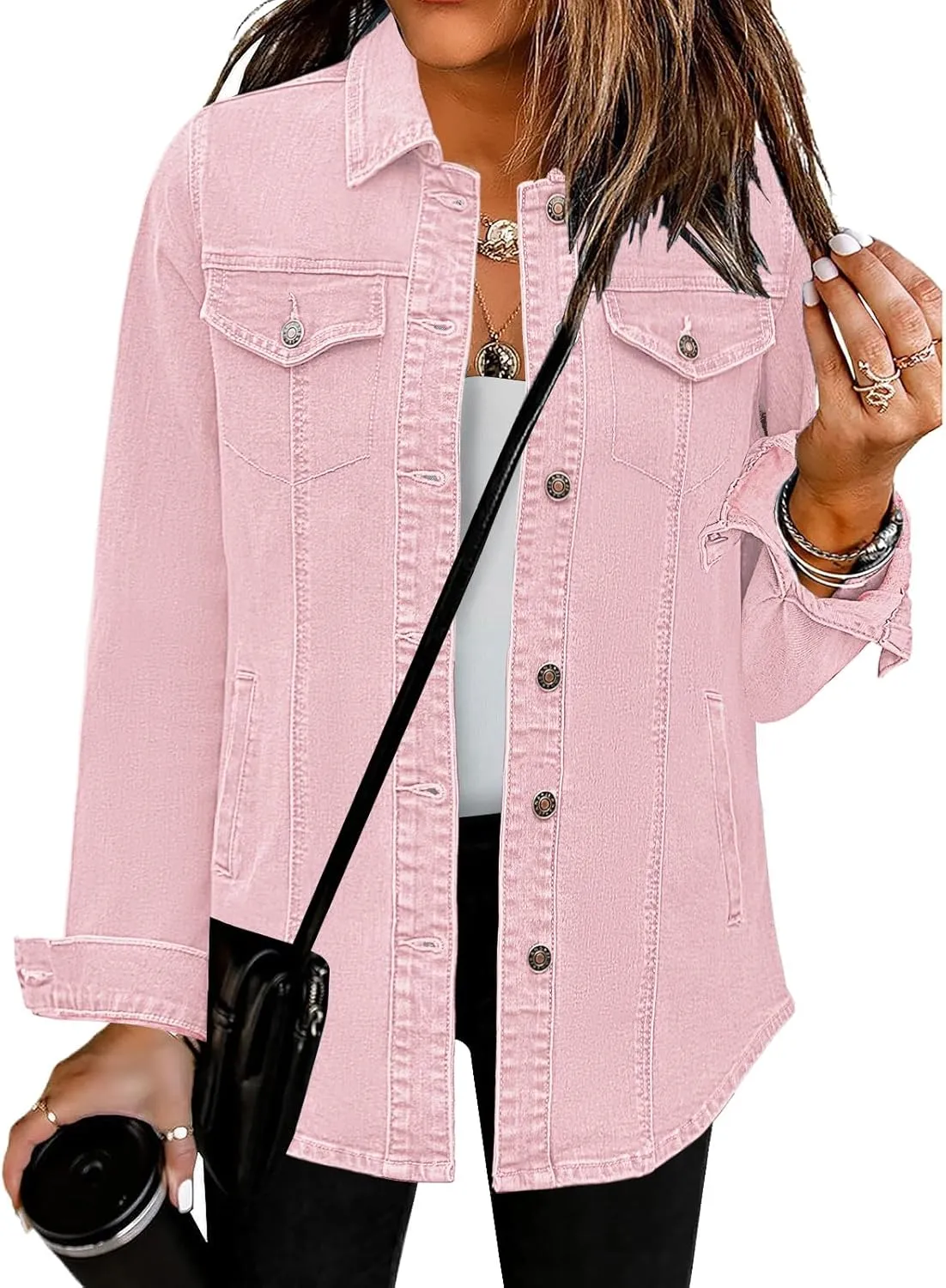 luvamia 2025 Jean Jackets for Women Fashion Denim Jacket Western Oversized Shacket Jacket Button Up with Pockets