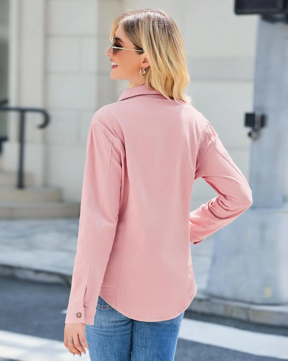 luvamia 2025 Jean Jackets for Women Fashion Denim Jacket Western Oversized Shacket Jacket Button Up with Pockets