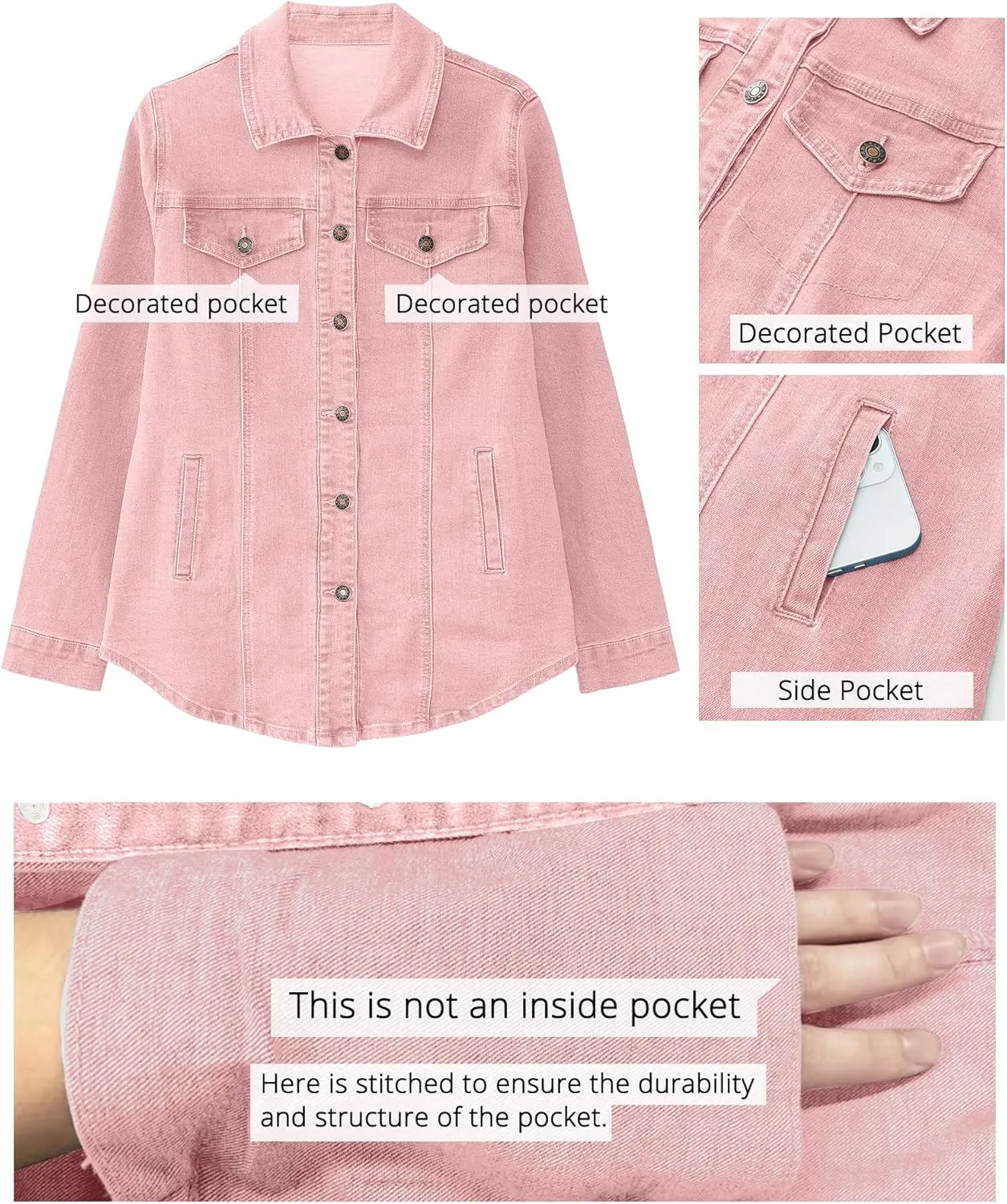 luvamia 2025 Jean Jackets for Women Fashion Denim Jacket Western Oversized Shacket Jacket Button Up with Pockets