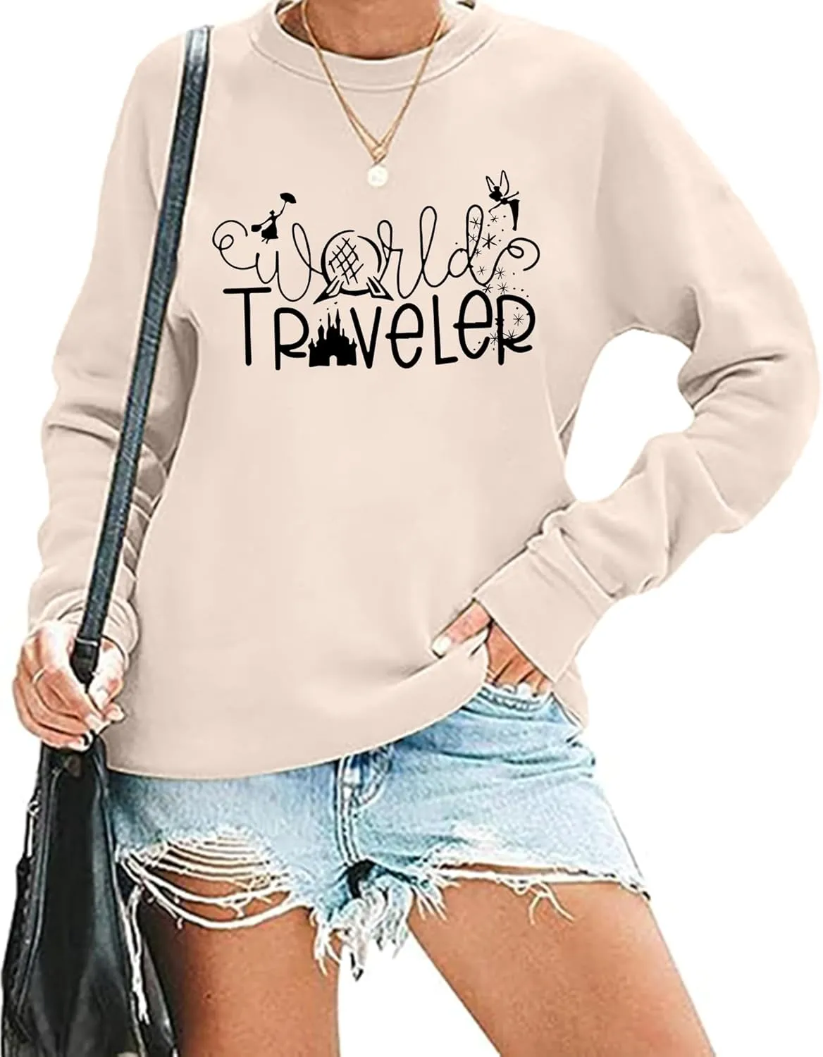 Magical Castle Sweatshirts for Womens Crewneck Long Sleeve Hoodies Letter Print Pullover Tops