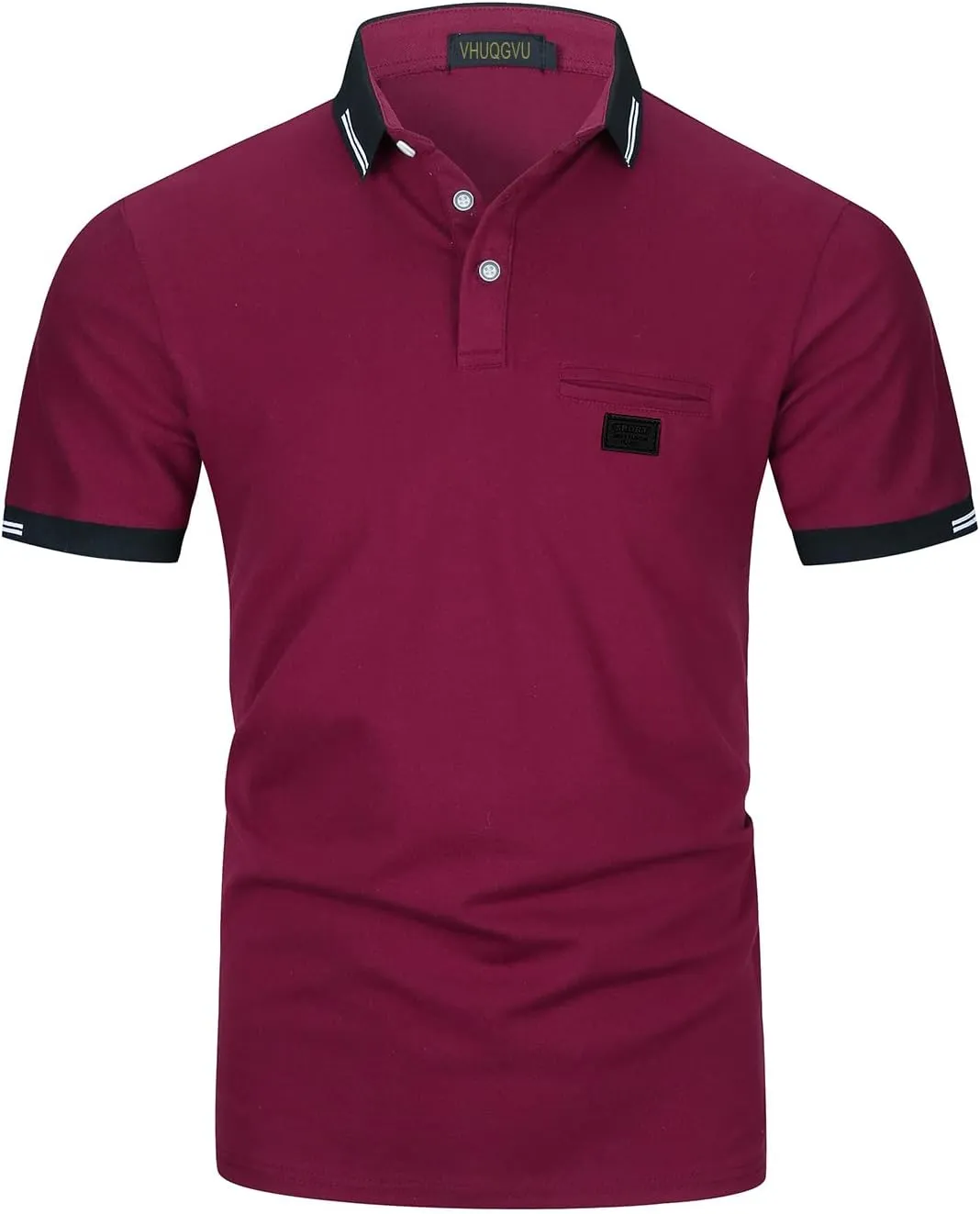Mens Polo Shirts Short Sleeve Regular Fit Classic Plaid Collar Golf Shirts Men