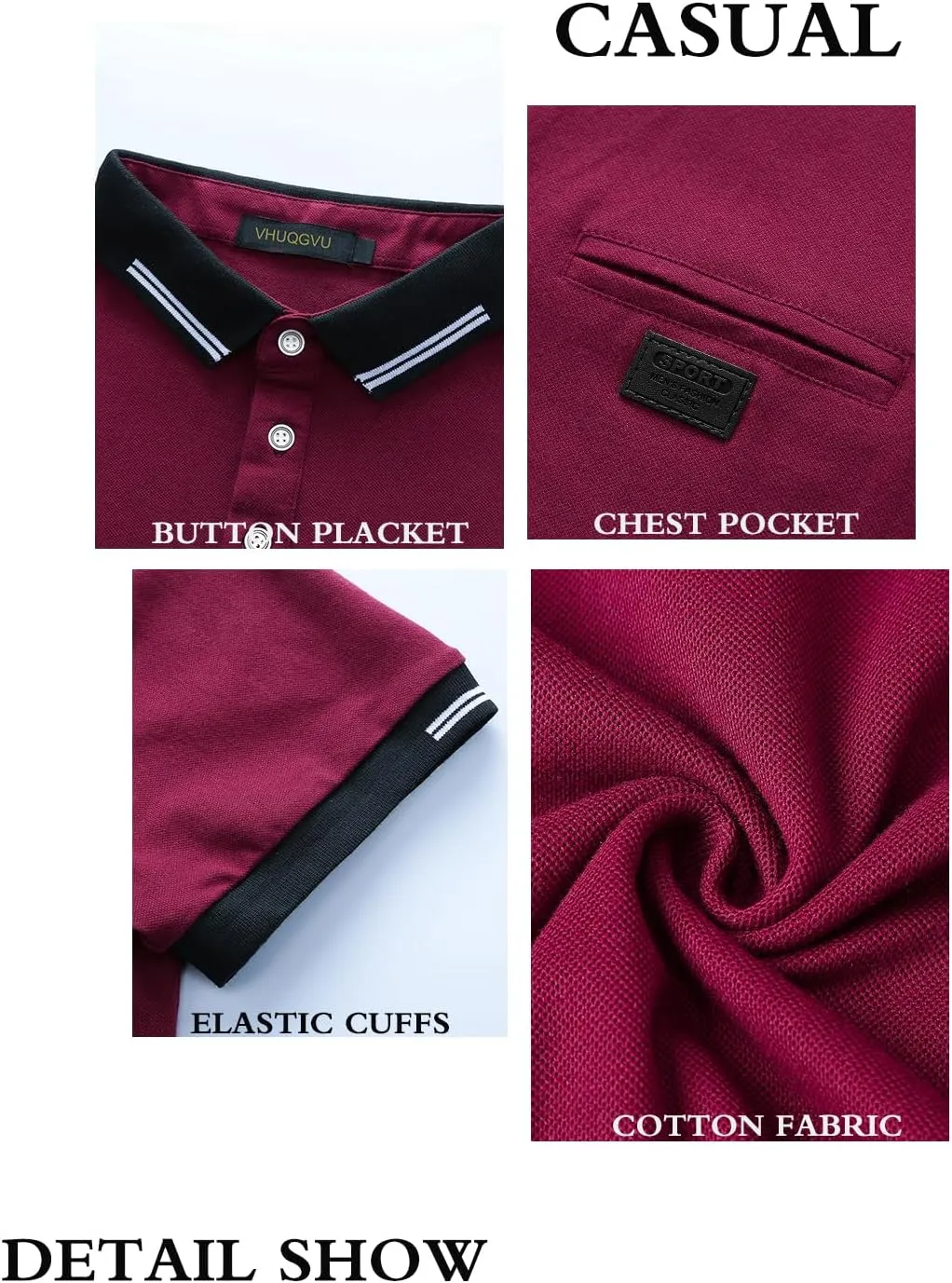 Mens Polo Shirts Short Sleeve Regular Fit Classic Plaid Collar Golf Shirts Men
