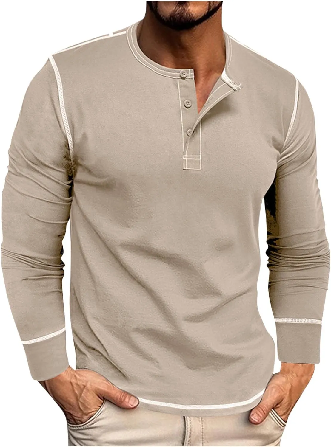 Mens Shirts Long Sleeve Henley Shirts Quarter Button Pullover Casual Stylish Shirts Thermal Tops Workout T Shirts