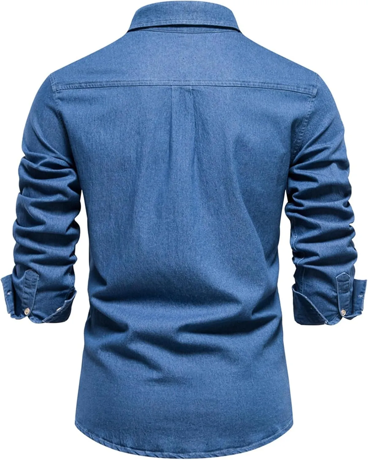 Mmoneyake Men's Stretch Denim Shirt Jackets Long Sleeve Casual Slim Fit Jean Shirt Button Down Shacket Overshirt with Pocket