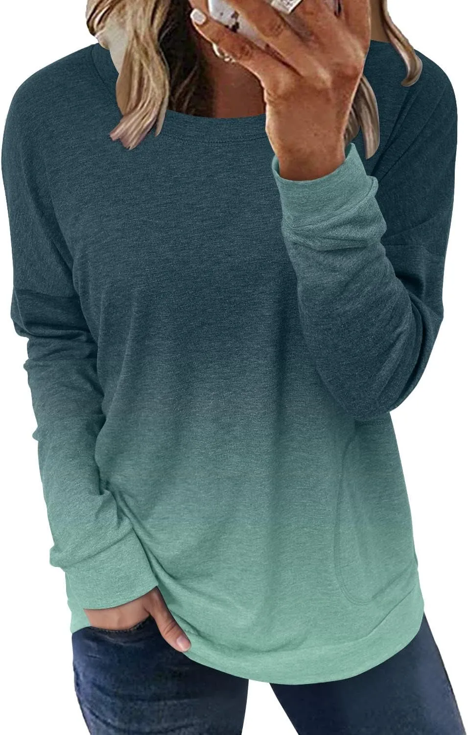 onlypuff Women's Pocket Shirt Graphic Tunic Tops Sweatshirts