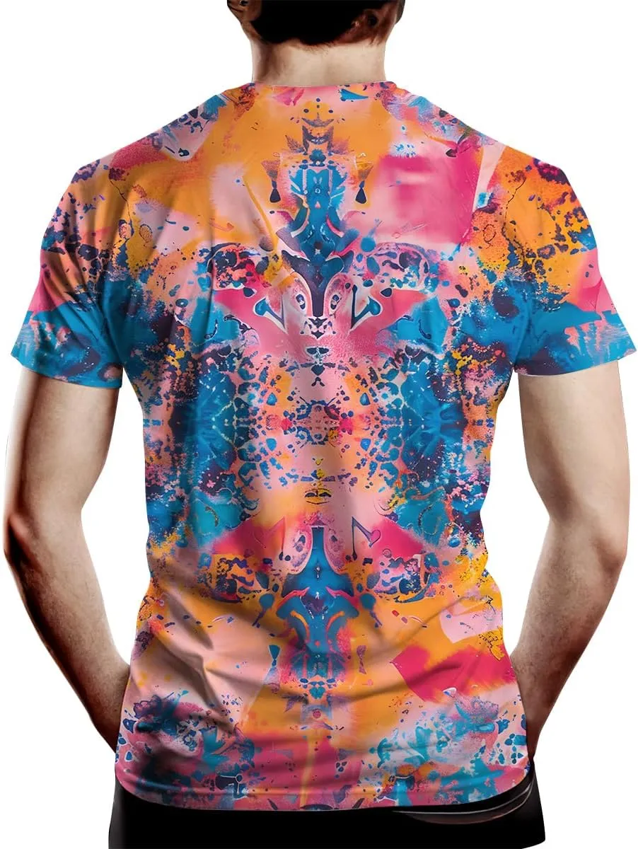 Psychedelic Tie Dye Shirt for Men Women Graphic Tees Unisex 3D Printed Short Sleeve Novelty Tops T-Shirts