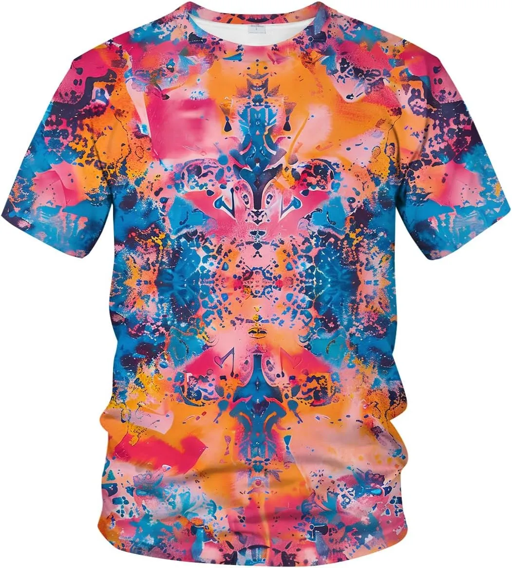 Psychedelic Tie Dye Shirt for Men Women Graphic Tees Unisex 3D Printed Short Sleeve Novelty Tops T-Shirts