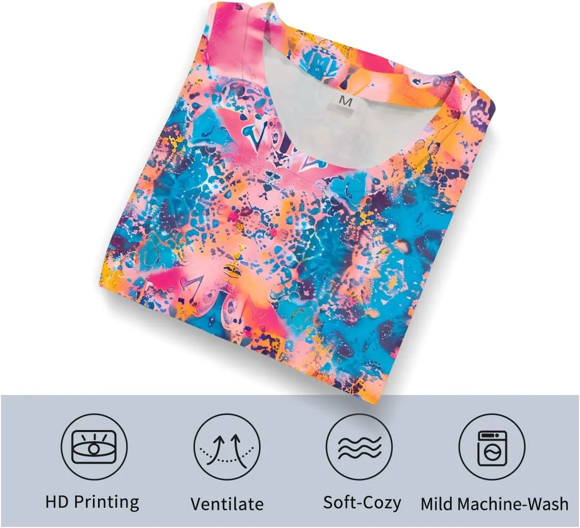 Psychedelic Tie Dye Shirt for Men Women Graphic Tees Unisex 3D Printed Short Sleeve Novelty Tops T-Shirts