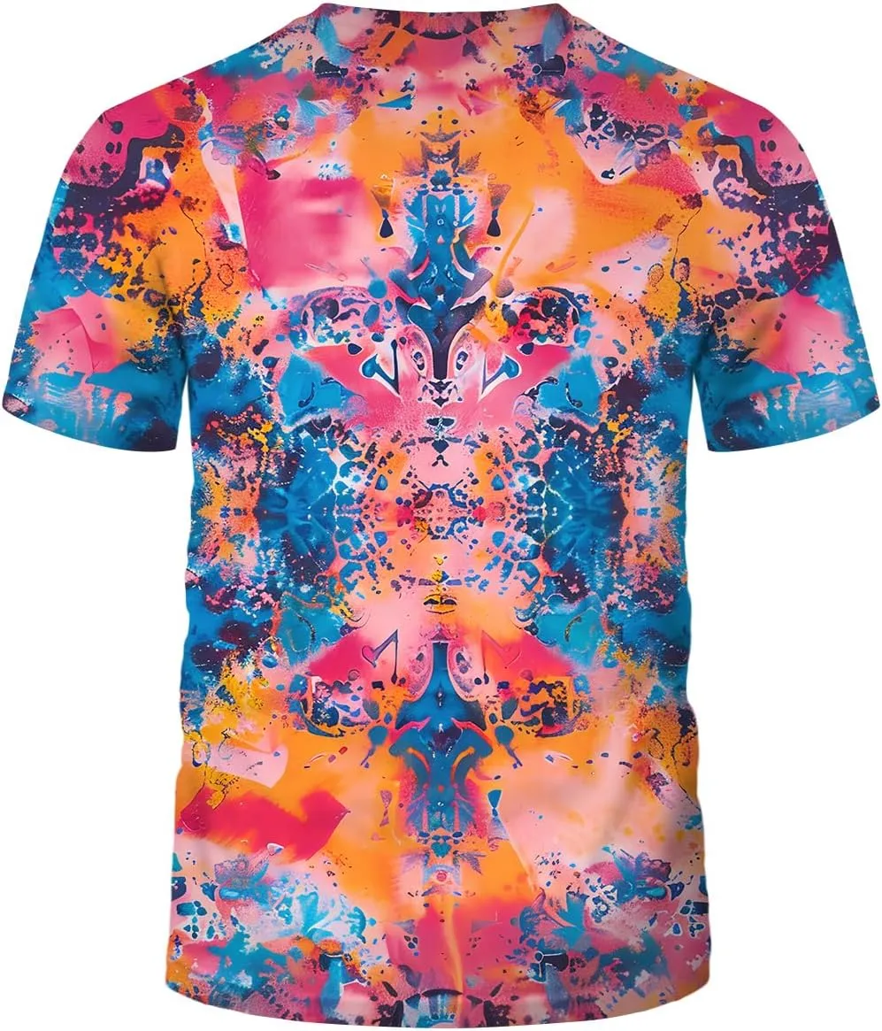 Psychedelic Tie Dye Shirt for Men Women Graphic Tees Unisex 3D Printed Short Sleeve Novelty Tops T-Shirts