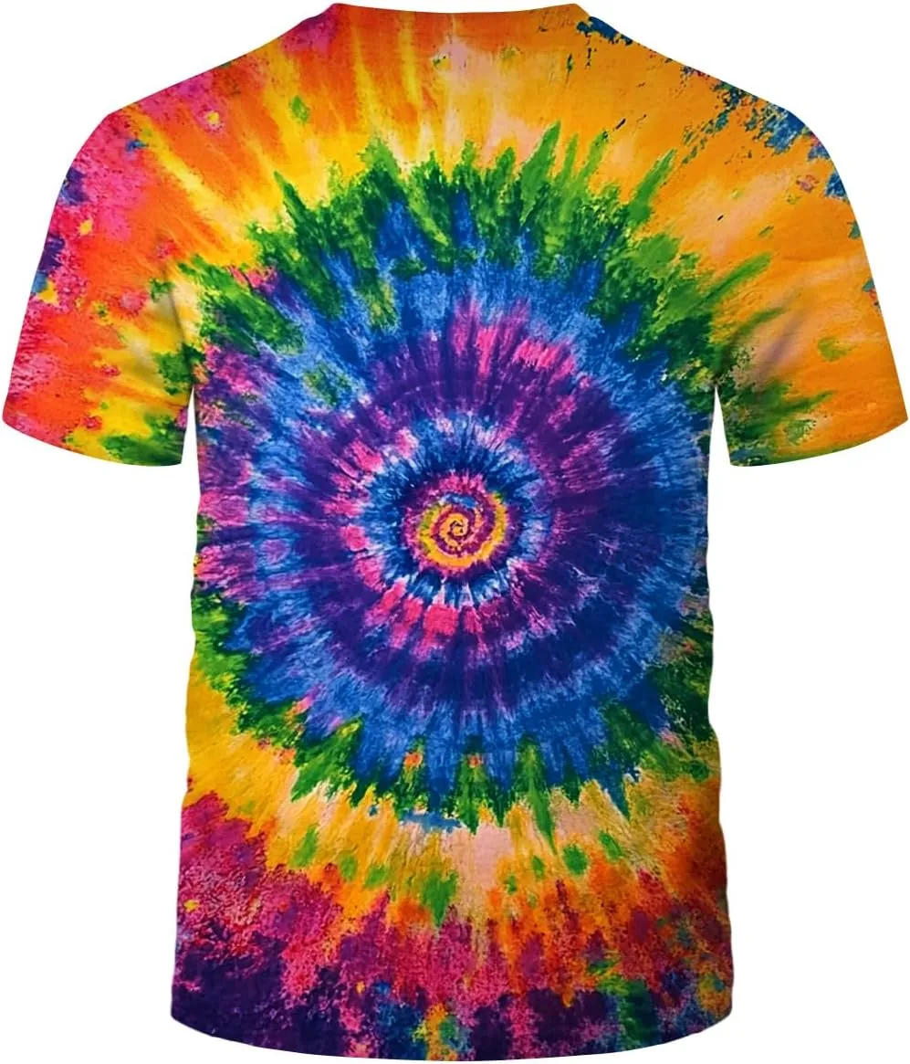 Psychedelic Tie Dye Shirt for Men Women Graphic Tees Unisex 3D Printed Short Sleeve Novelty Tops T-Shirts