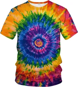 Psychedelic Tie Dye Shirt for Men Women Graphic Tees Unisex 3D Printed Short Sleeve Novelty Tops T-Shirts
