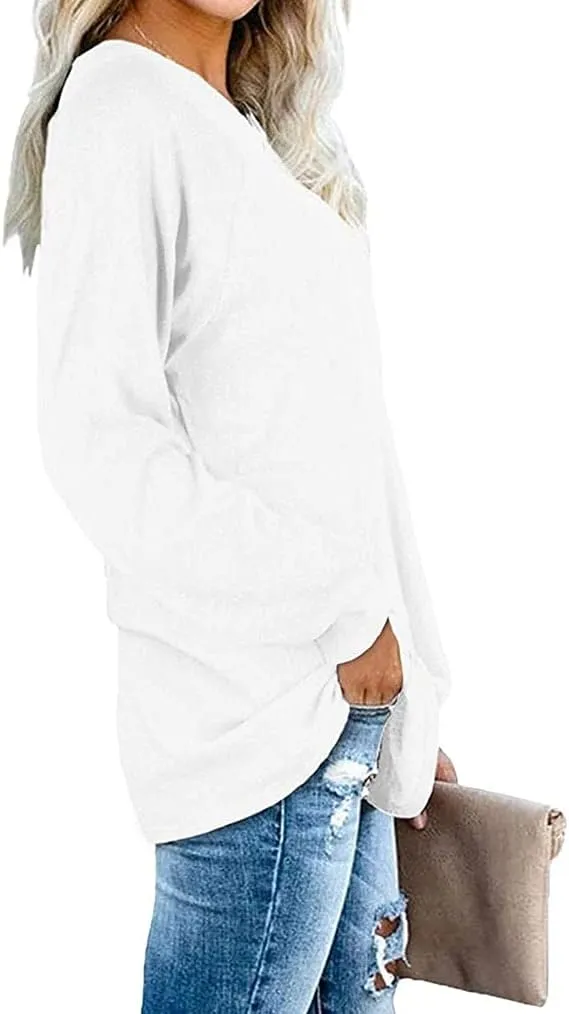 Qearal Womens Tunics Tops Fall Long Sleeve Loose Fit Casual Pullover Shirts