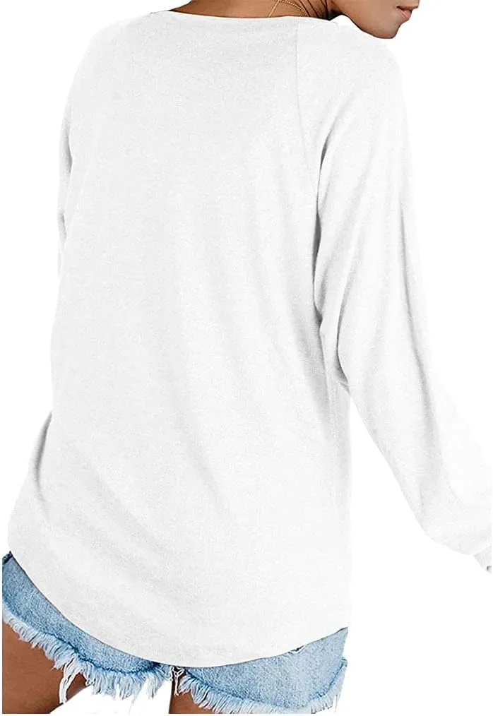 Qearal Womens Tunics Tops Fall Long Sleeve Loose Fit Casual Pullover Shirts