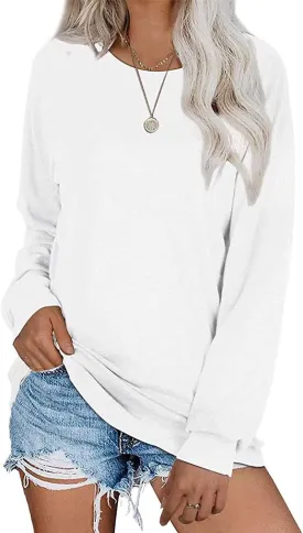 Qearal Womens Tunics Tops Fall Long Sleeve Loose Fit Casual Pullover Shirts