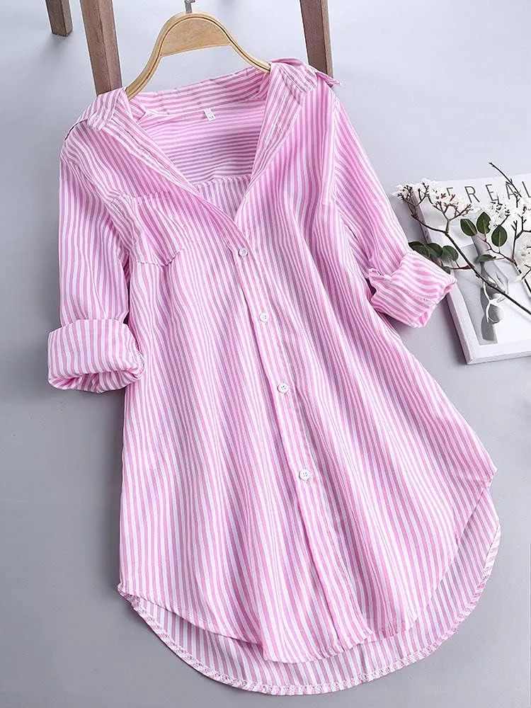 Shirts for Women 2025 Summer Linen Button Down Shirt Rolled Cuffed Short Sleeve Blouse Casual Beach Cotton Tops