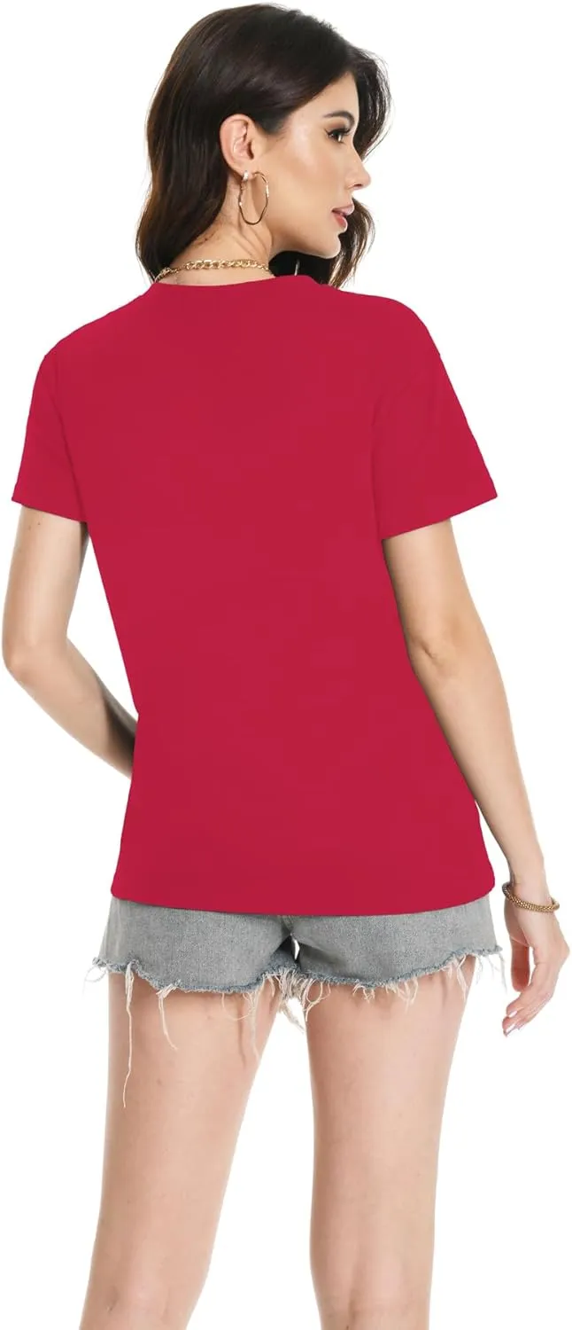 T Shirts for Women V Neck Short Sleeve Summer Casual Basic Tunic Tee Shirt