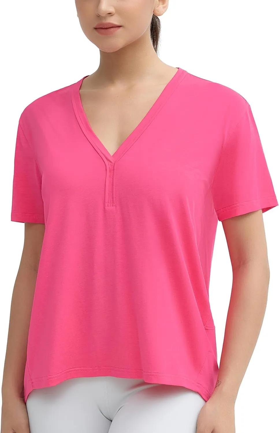THE GYM PEOPLE Women's Loose Fit Workout T-Shirts V Neck Short Sleeve Running Yoga Lounge Tee Tops