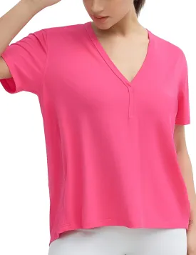 THE GYM PEOPLE Women's Loose Fit Workout T-Shirts V Neck Short Sleeve Running Yoga Lounge Tee Tops