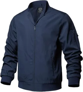 TLZC Men's Fashion Bomber Jacket Lightweight Track Windbreaker Jackets Outdoor Golf Windproof Coat