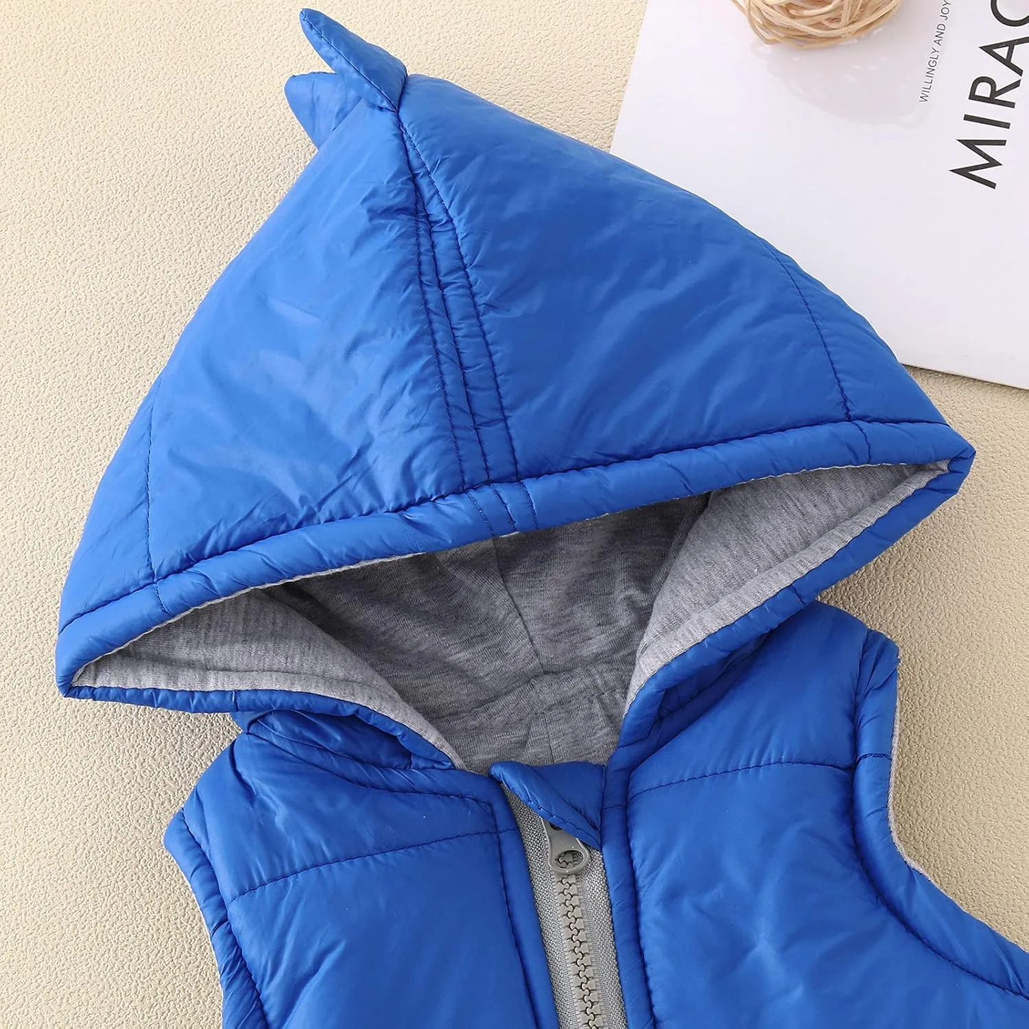 Toddler Baby Boys Girls 3D Dinosaur Puffer Vest Cotton Lined Sleeveless Hooded Jacket Solid Kids Fall Winter Outwear