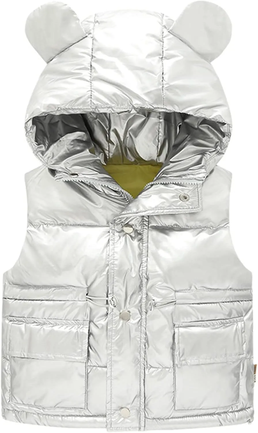 Toddler Boys Girls Puffer Vest Lightweight Water-Resistant Winter Warm Jacket Hoodie Kids Sleeveless Shiny Coats