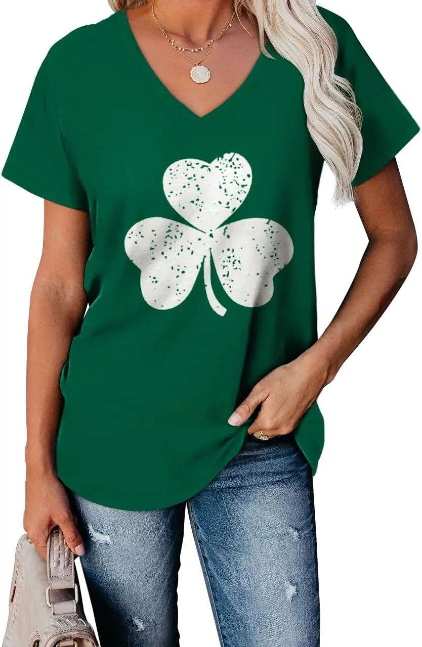 WEESO T Shirts for Women V Neck Summer Color Block Tops