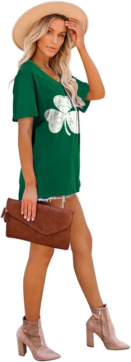 WEESO T Shirts for Women V Neck Summer Color Block Tops