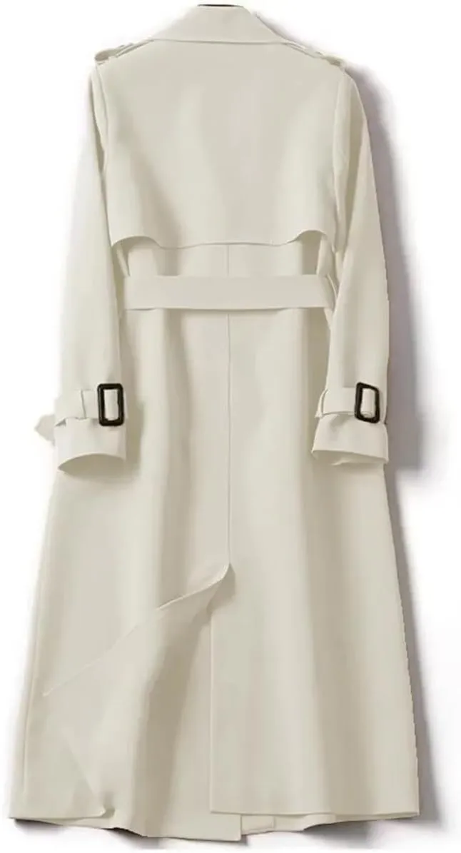 Women's Autumn Casual Khaki Lace-Up Street Loose Double-Breasted Trench Coat