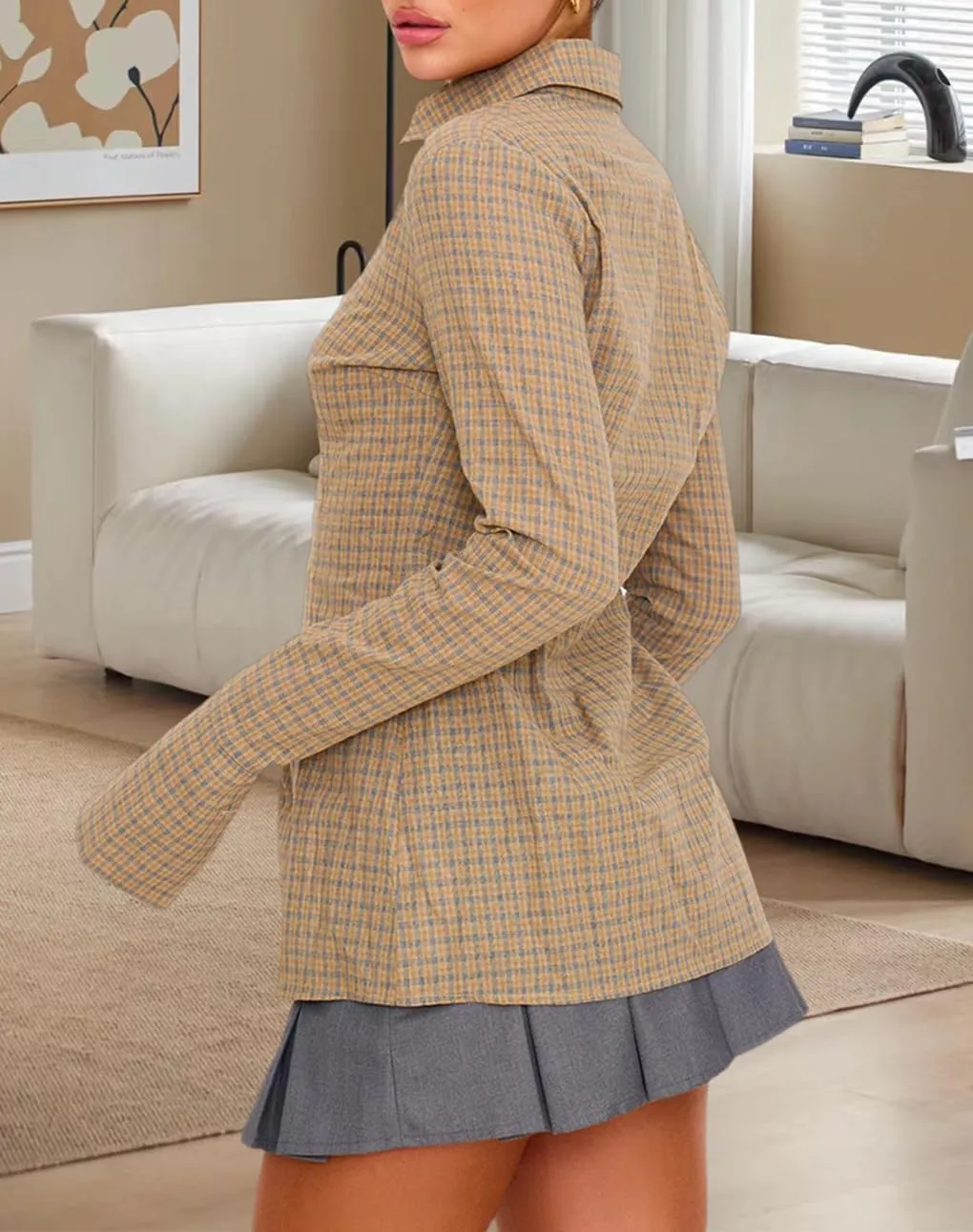 Women's Button Down Shirts Classic Fit Dress Shirt Work Casual Long Sleeve Blouse Tops