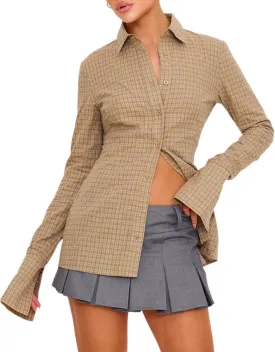 Women's Button Down Shirts Classic Fit Dress Shirt Work Casual Long Sleeve Blouse Tops