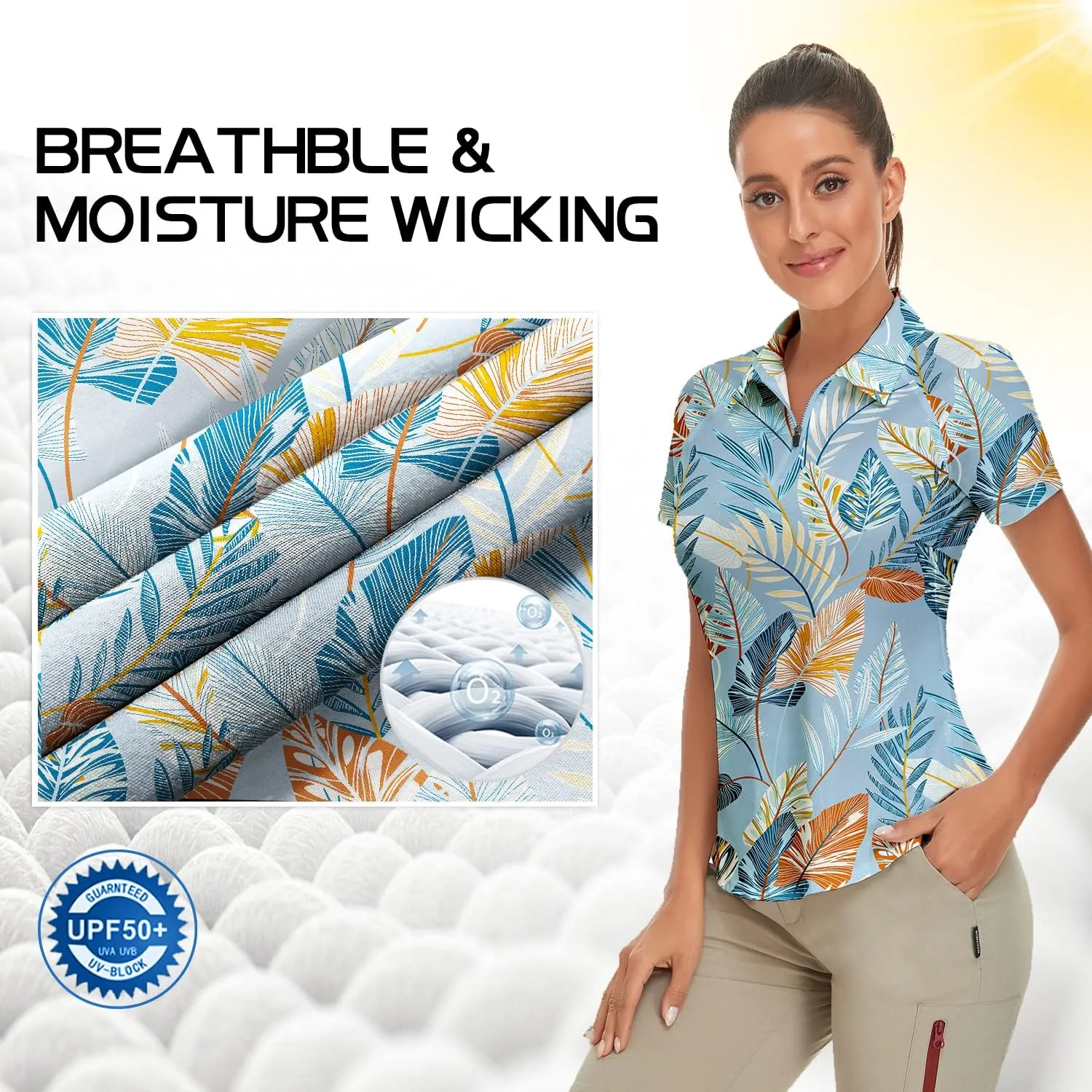 Women's Golf Shirt Short Sleeve Tennis Shirt Quarter Zip Golf Pullover Golf Polo Shirts Argyle Tops