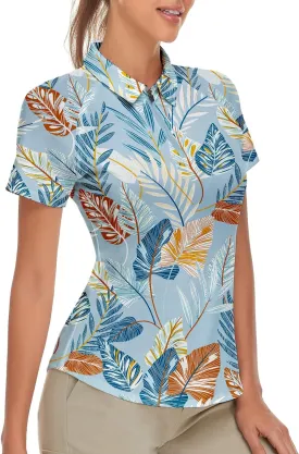 Women's Golf Shirt Short Sleeve Tennis Shirt Quarter Zip Golf Pullover Golf Polo Shirts Argyle Tops