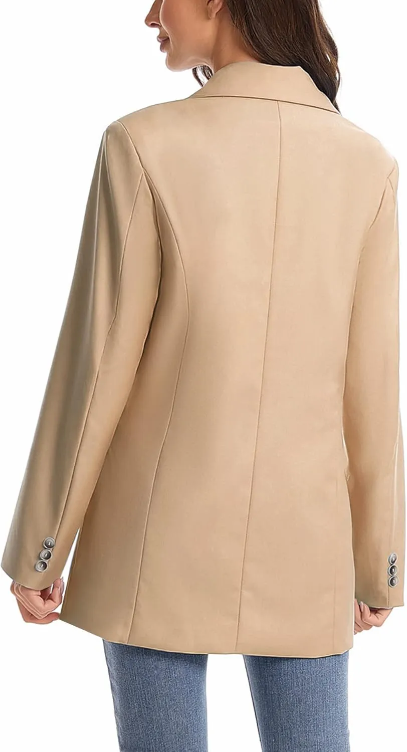 Womens Lapel Collar Buttons Business Casual Blazer Jackets