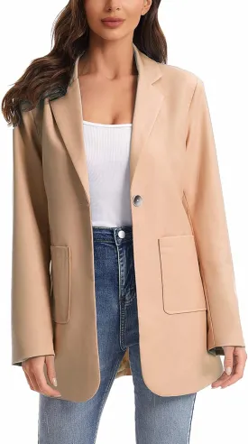 Womens Lapel Collar Buttons Business Casual Blazer Jackets